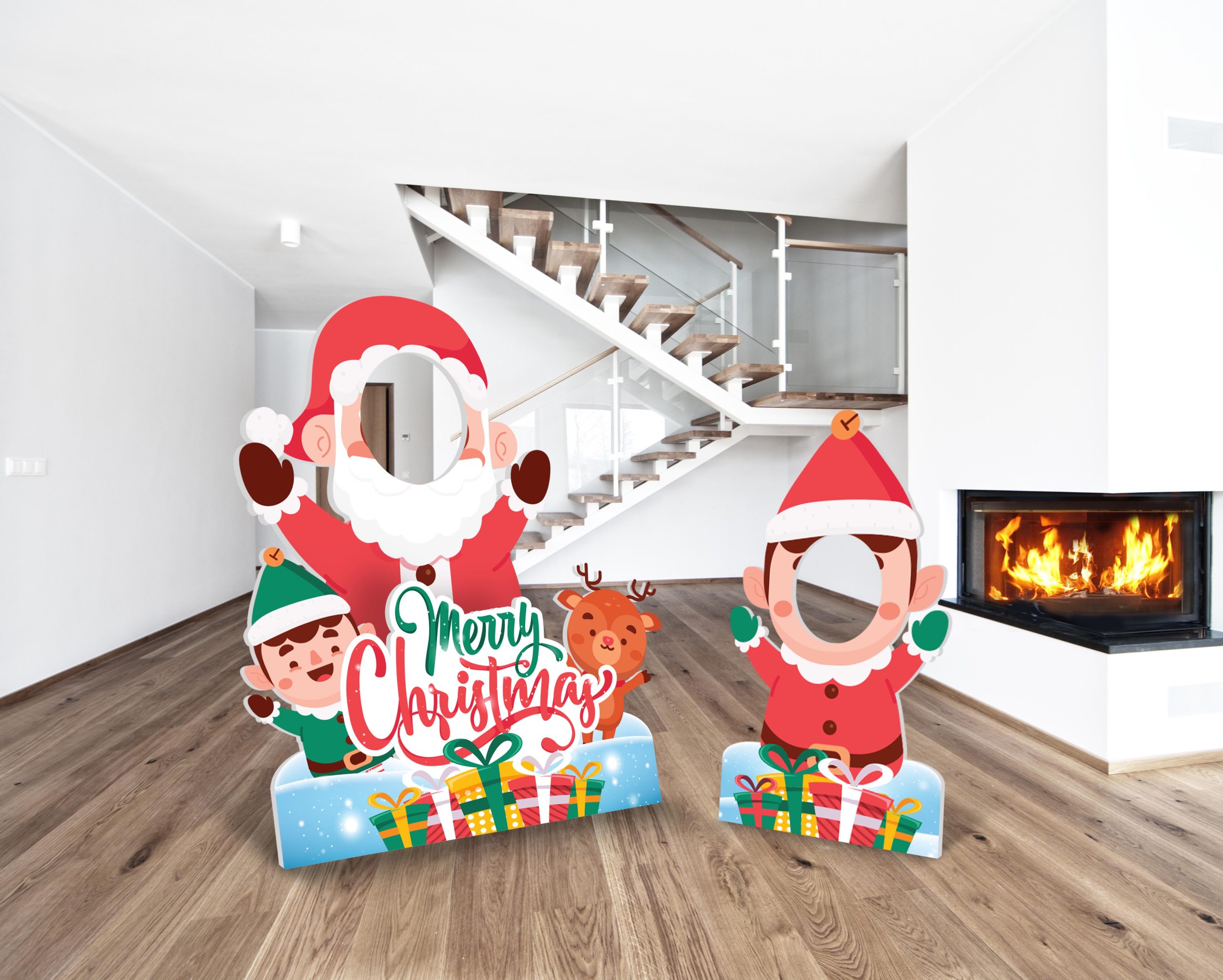 empty bright room with wood flore and fire place